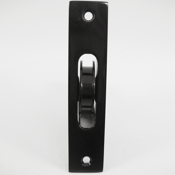 THD271/BLP • Black Polished • Square • Sash Pulley With Steel Body and 44mm [1¾] Brass Ball Bearing Pulley